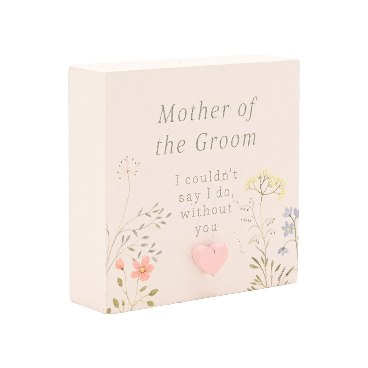 Mother of the Groom Wildflower Mini Wooden Plaque - White