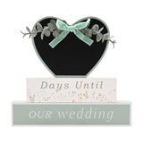 Wildflower Wedding Countdown Wooden Mantel Plaque - Green