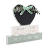Wildflower Wedding Countdown Wooden Mantel Plaque - Green