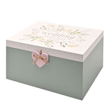 Wildflower Wedding Wooden Keepsake Box with Heart - Green