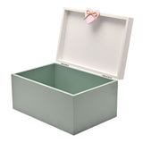 Wildflower Wedding Wooden Keepsake Box with Heart - Green