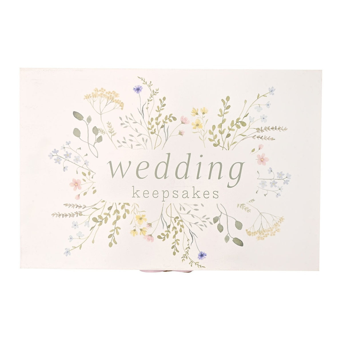 Wildflower Wedding Wooden Keepsake Box with Heart - Green
