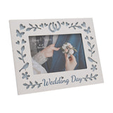 Wedding Laser Cut Photo Frame 6 x 4in Landscape - White & Blue