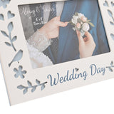 Wedding Laser Cut Photo Frame 6 x 4in Landscape - White & Blue