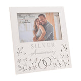 Anniversary Wooden Photo Frame 6 x 4in - White & Silver
