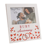 Ruby Anniversary Wooden Photo Frame 6 x 4in - White & Red