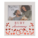 Ruby Anniversary Wooden Photo Frame 6 x 4in - White & Red