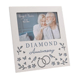 Diamond Anniversary Wooden Photo Frame 6 x 4in - White & Blue