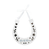 Mr & Mrs Horseshoe Hanging Wooden Wall Art - White & Blue