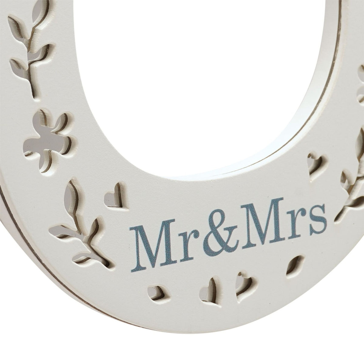 Mr & Mrs Horseshoe Hanging Wooden Wall Art - White & Blue