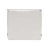 Rectangular white wooden keepsake box shown closed from the side, with a plain hinged lid and small metal catches, set against a plain white background.