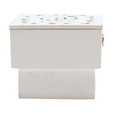 Love Cut Out Square Wooden Ring Jewellery Box - White & Blue