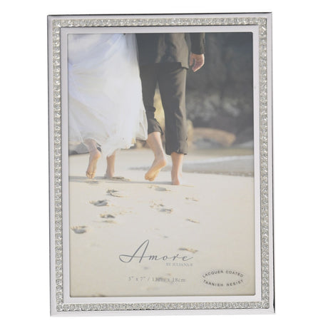 Sparkle Border Silverplated Photo Frame 7 x 5in - Silver