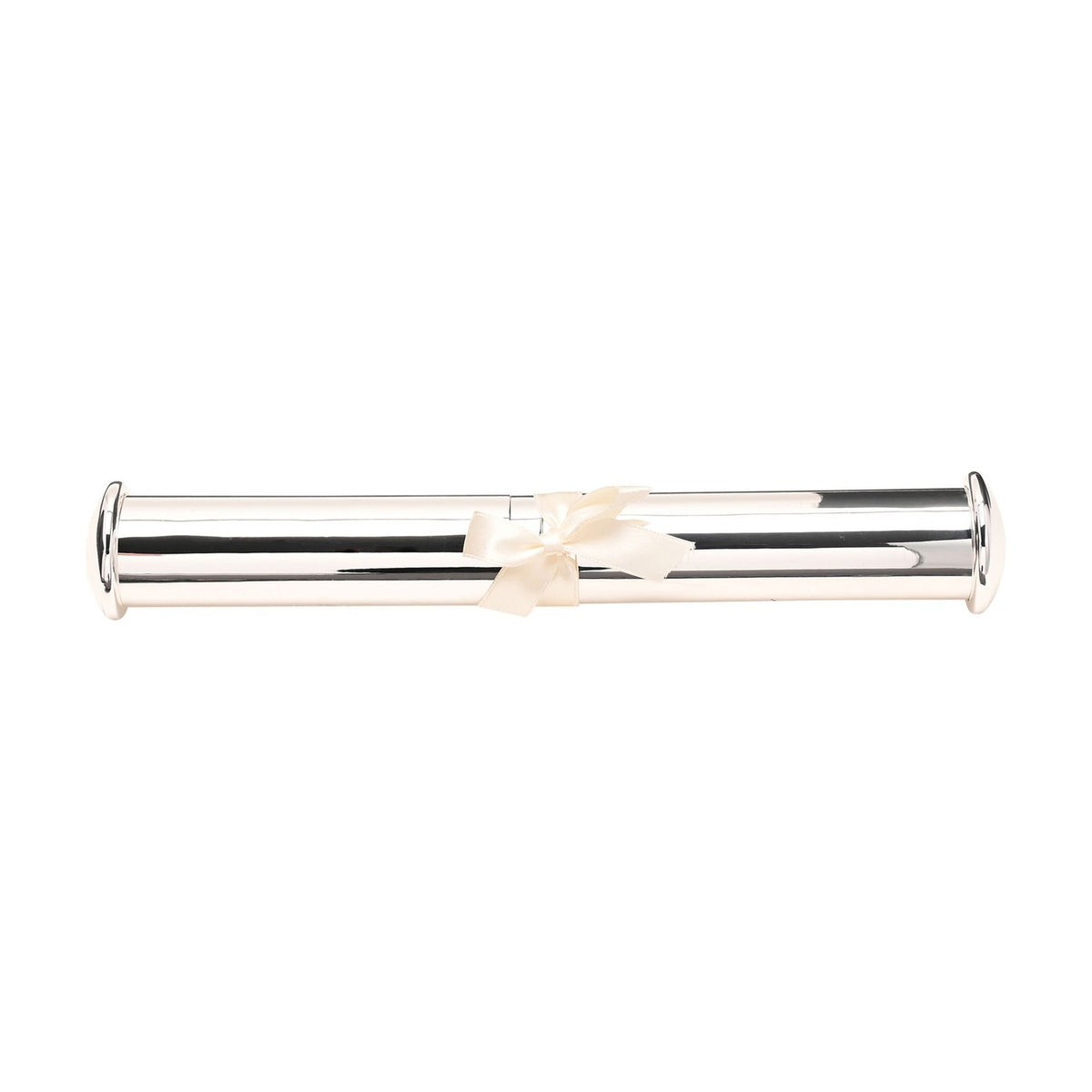 Silverplated Tube Certificate Holder Keepsake Box - Silver