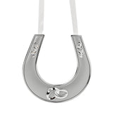 Silverplated Horseshoe Wall Art with Crystal and Ribbon - Silver
