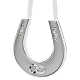 Silverplated Horseshoe Wall Art with Crystal and Ribbon - Silver