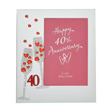 40th Anniversary Flute Mirror Photo Frame 6 x 4in - Silver