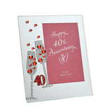 40th Anniversary Flute Mirror Photo Frame 6 x 4in - Silver