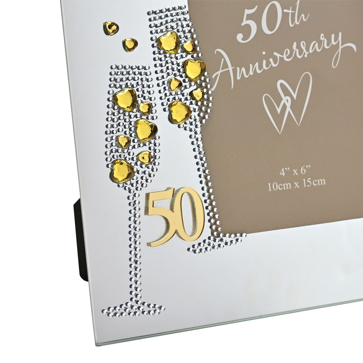 50th Anniversary Crystal Flute Photo Frame 6 x 4in - Silver