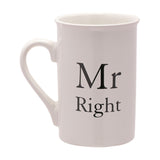 Mr & Mrs Always Right 2 Piece Stoneware Mug Set - Ivory
