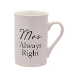 Mr & Mrs Always Right 2 Piece Stoneware Mug Set - Ivory