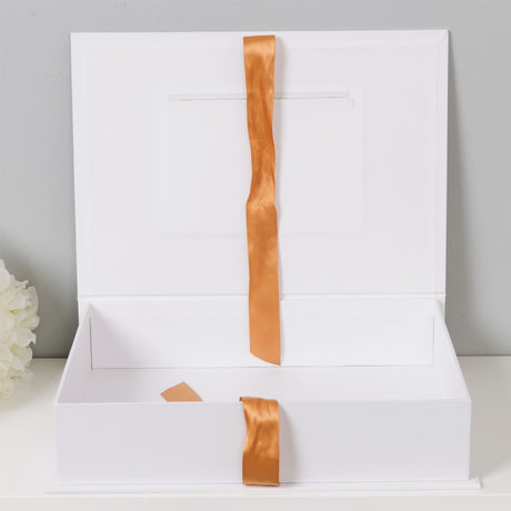 Mr & Mrs Wedding A4 Keepsake Box with Gold Foil - White