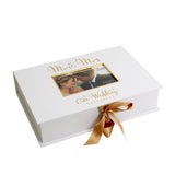 Mr & Mrs Wedding A4 Keepsake Box with Gold Foil - White
