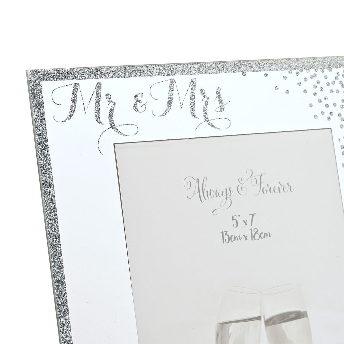 Mr & Mrs Sparkle Freestanding Mirrored Photo Frame - Silver