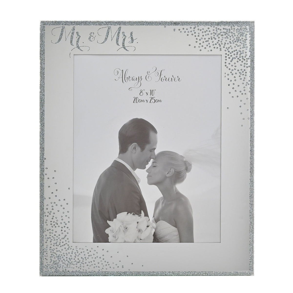 Mr & Mrs Sparkle Freestanding Mirrored Photo Frame - Silver