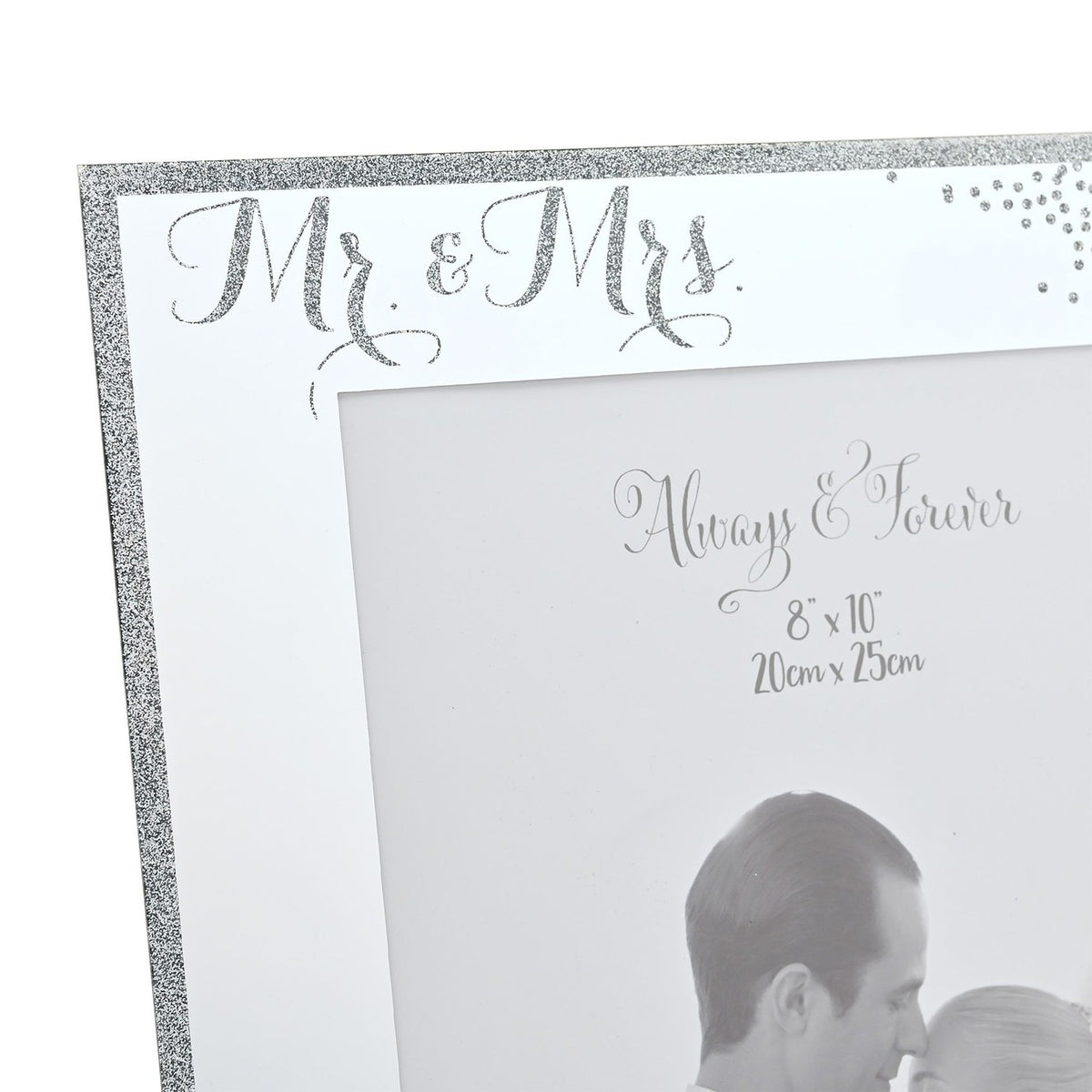Mr & Mrs Sparkle Freestanding Mirrored Photo Frame - Silver