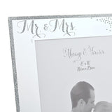 Mr & Mrs Sparkle Freestanding Mirrored Photo Frame - Silver