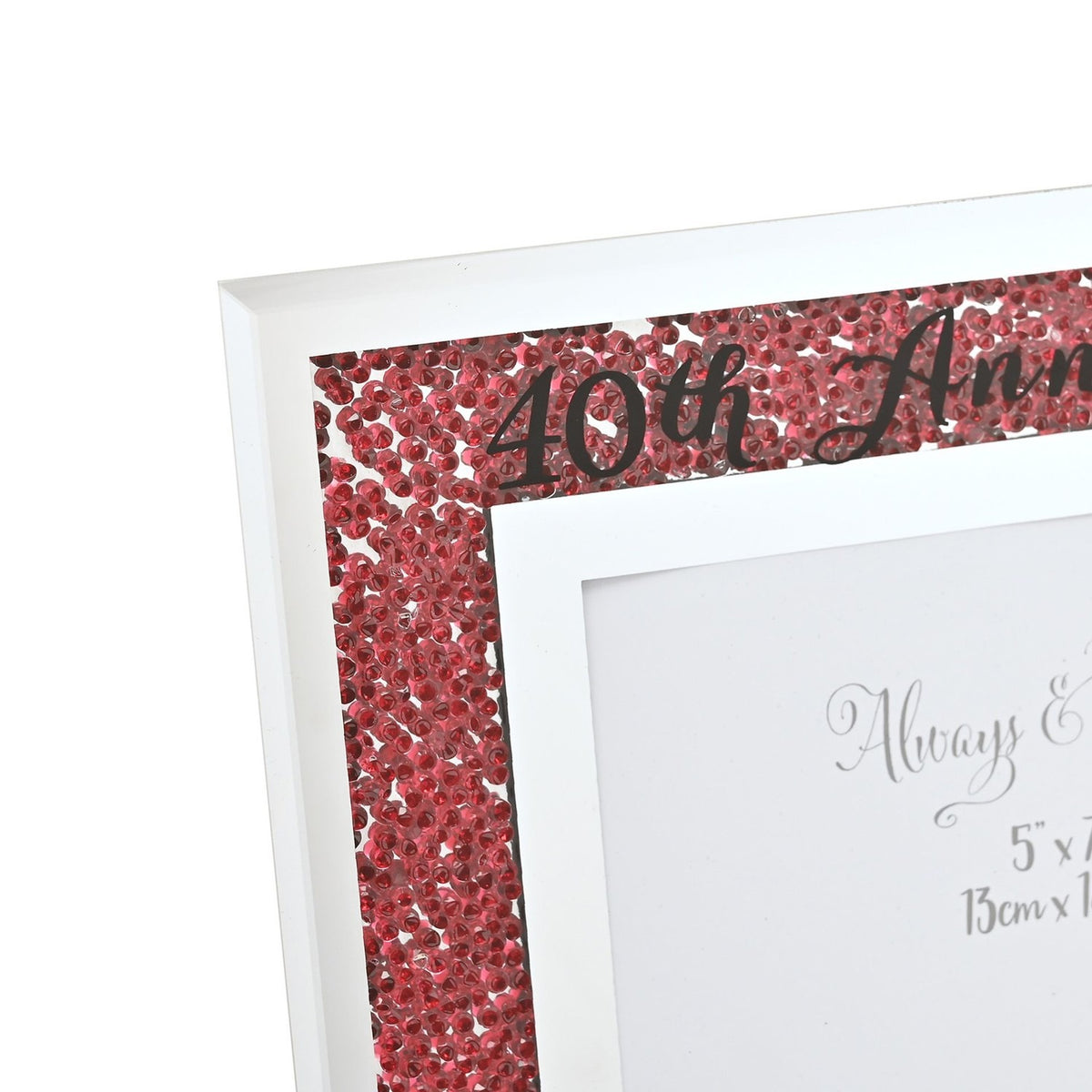 40th Anniversary Crystal Border Photo Frame 7 x 5in - Red