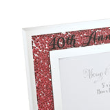 40th Anniversary Crystal Border Photo Frame 7 x 5in - Red