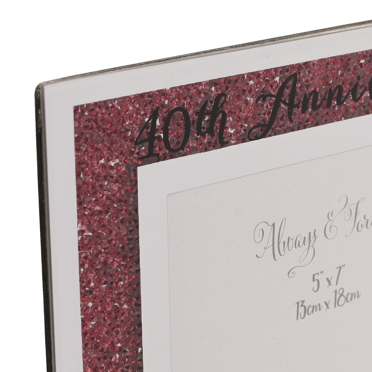 40th Anniversary Crystal Border Photo Frame 7 x 5in - Red