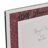 40th Anniversary Crystal Border Photo Frame 7 x 5in - Red