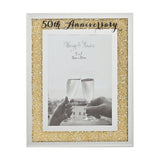 50th Anniversary Crystal Border Glass Photo Frame 7 x 5in - Gold