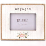 Engaged Floral Wooden Photo Frame with Stand 6 x 4in - White