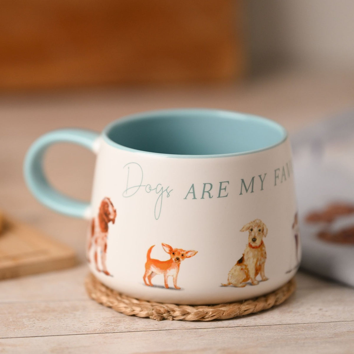 Dogs Are My Favourite People Illustrated Ceramic Mug - White