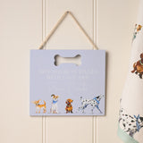Dog Breeds Wooden Hanging Plaque with Bone Cut-Out - Purple