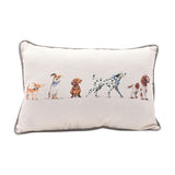 Dog Line Up Cushion with Grey Piping 46.5cm x 31cm - White