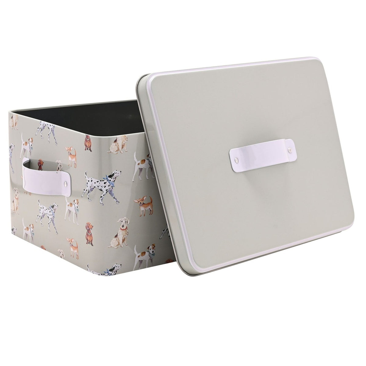 Jessavale Dog Print Treat Tin Storage Box 24.5cm - Sage