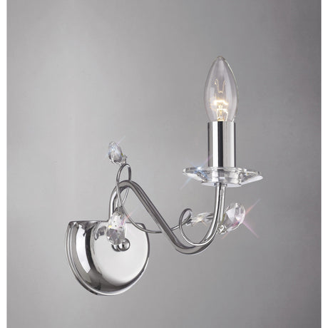 Willow 1 Light Crystal Wall Light - Chrome (Without Shade)