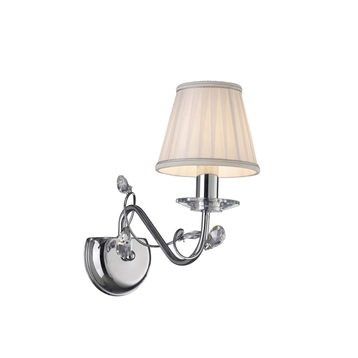 Willow 1 Light Crystal Wall Light - Chrome (Without Shade)