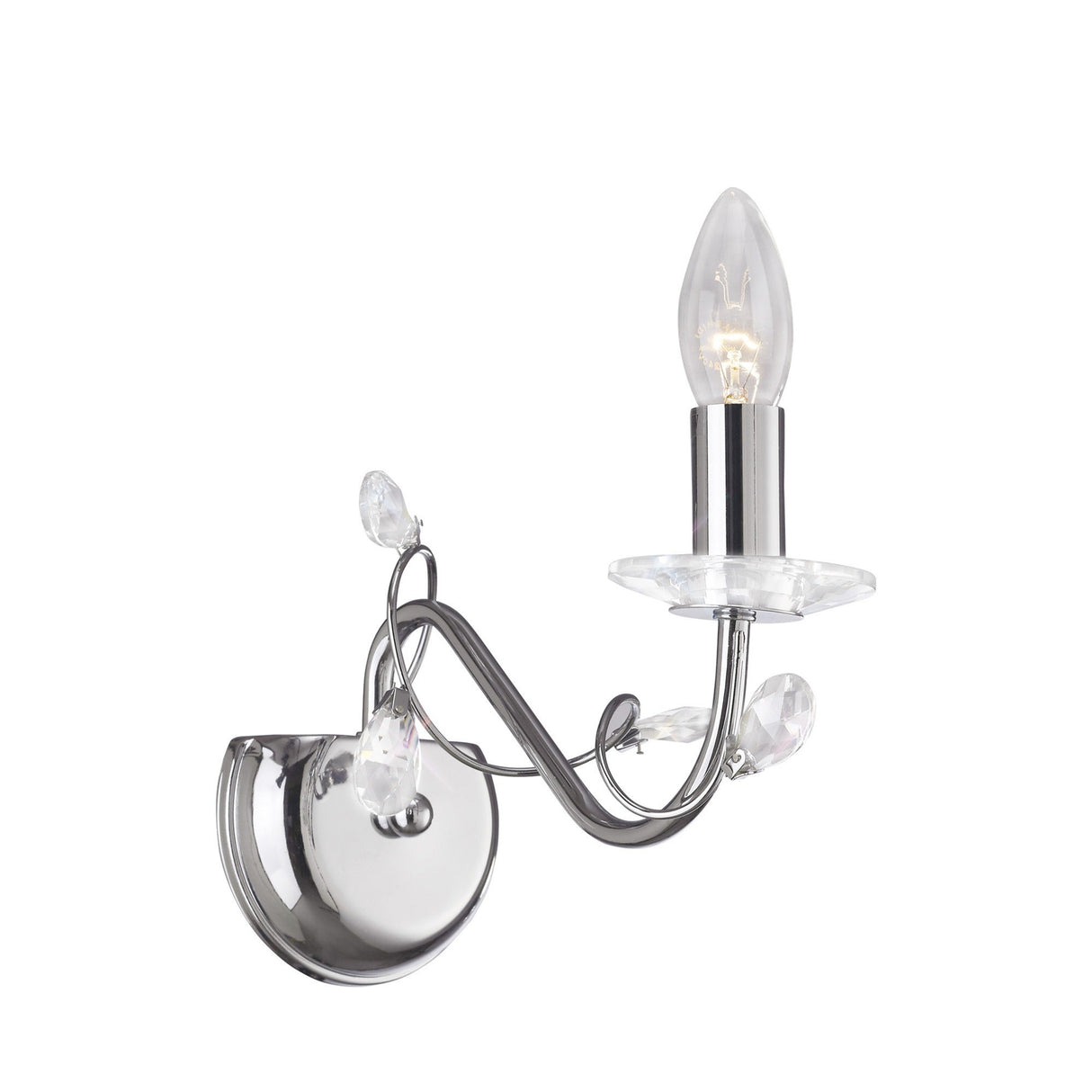 Willow 1 Light Crystal Wall Light - Chrome (Without Shade)