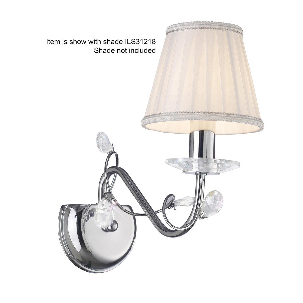 Willow 1 Light Crystal Wall Light - Chrome (Without Shade)