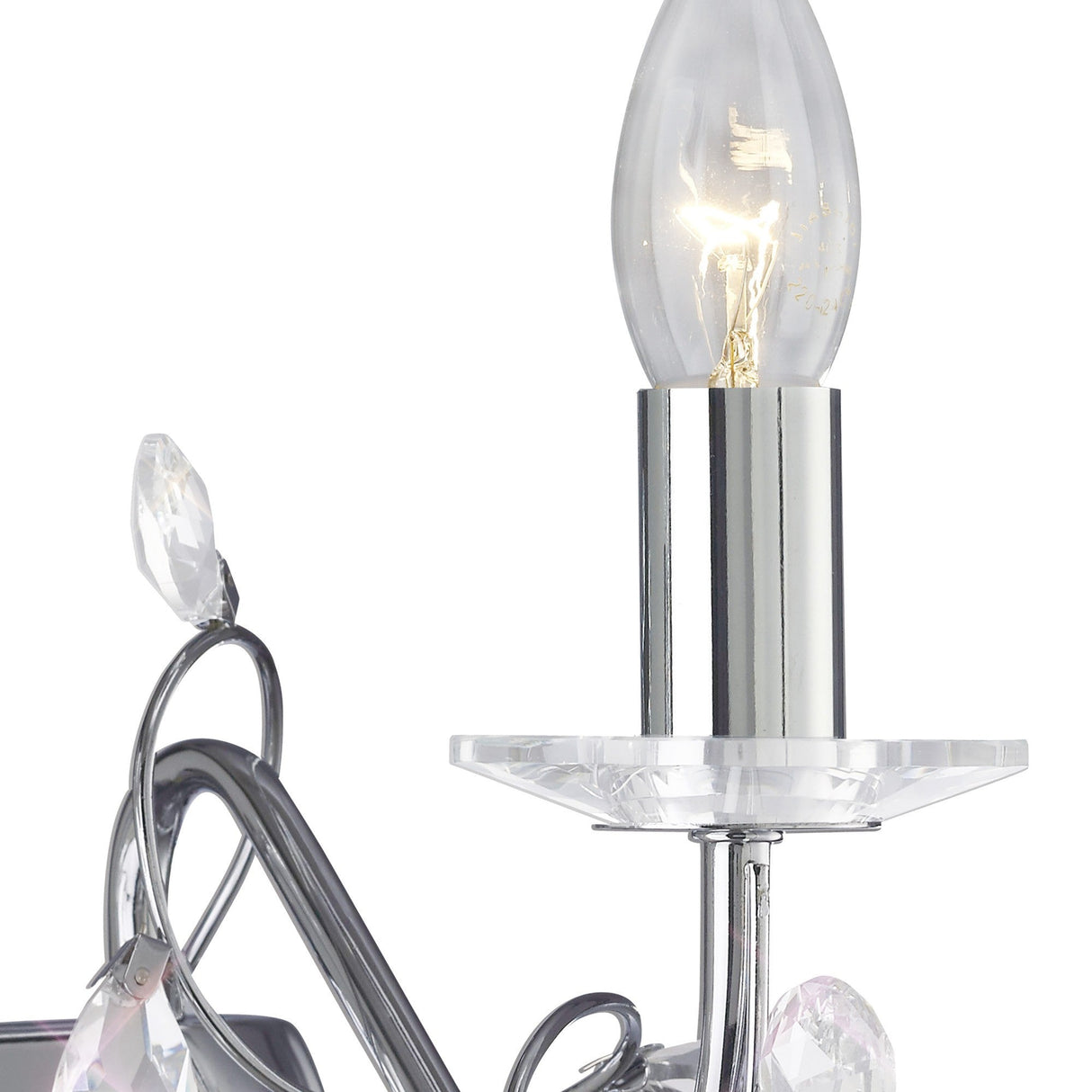 Willow 2 Light Crystal Wall Light - Chrome (Without Shade)