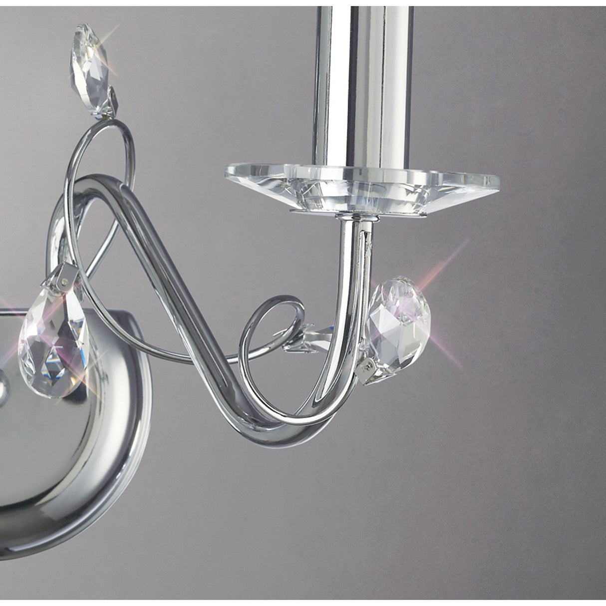 Willow 2 Light Crystal Wall Light - Chrome (Without Shade)