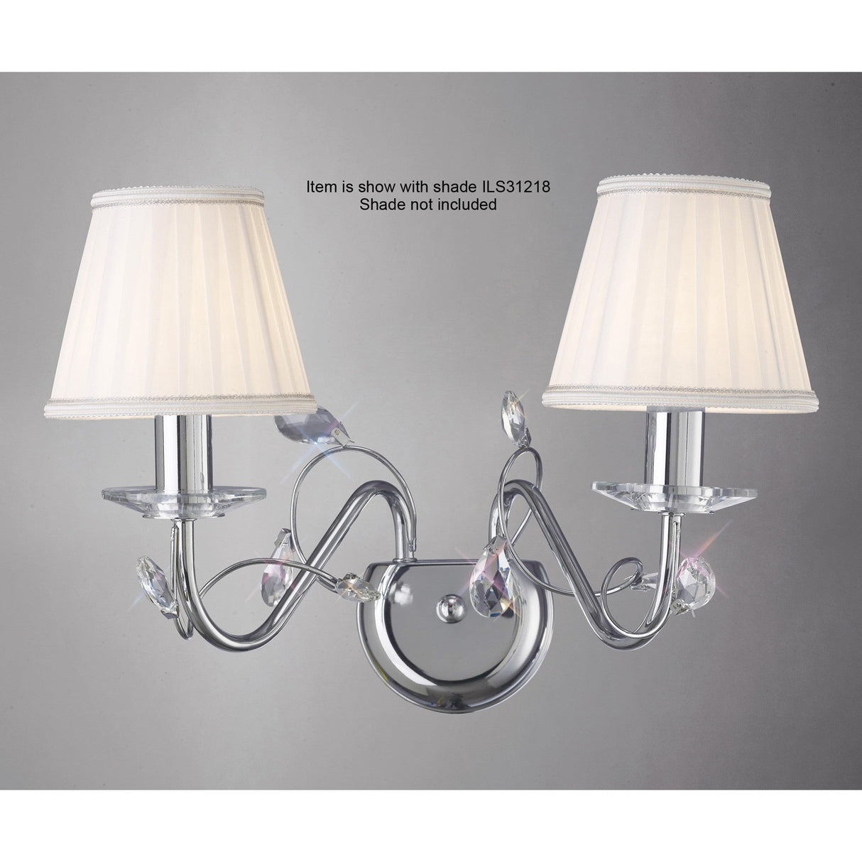 Willow 2 Light Crystal Wall Light - Chrome (Without Shade)