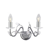 Willow 2 Light Crystal Wall Light - Chrome (Without Shade)