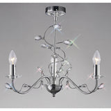 Willow 3 Light Crystal Chandelier - Polished Chrome (Without Shade)